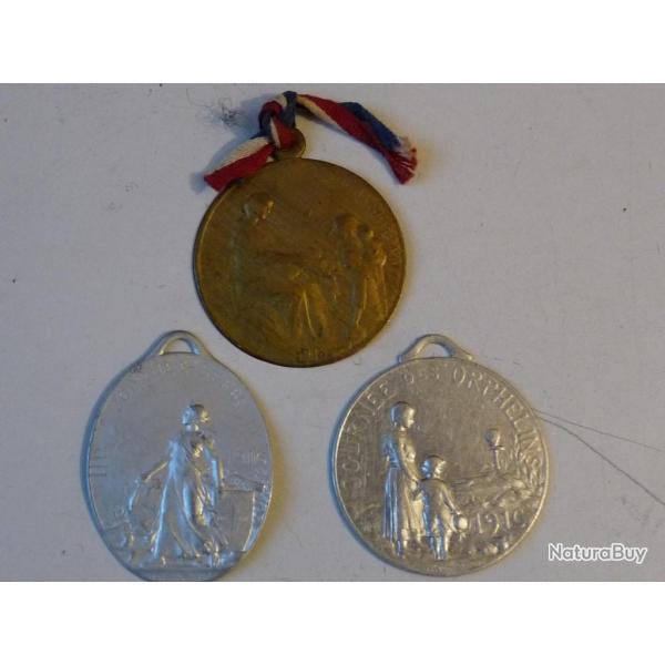 Trois médailles de journée guerre 1914/18  militaria