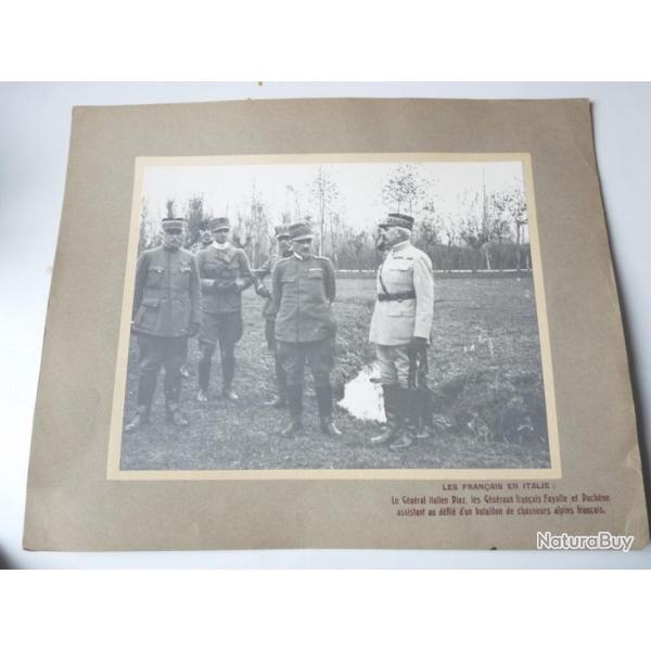 Photographie guerre General PIAZ,FAYOLLE et DUCHNE Chasseurs Alpins