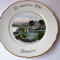 Assiette tir militaire Pont de fil de fer des Paquis Genève 1930