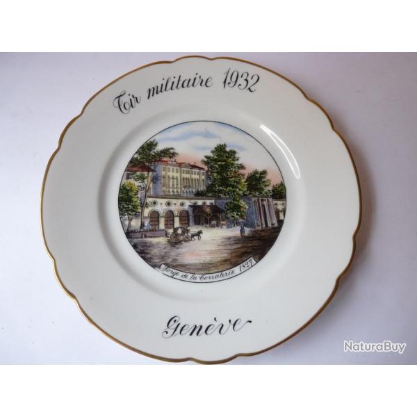 Assiette tir militaire Forge de la corraterie Genve 1932 militaria