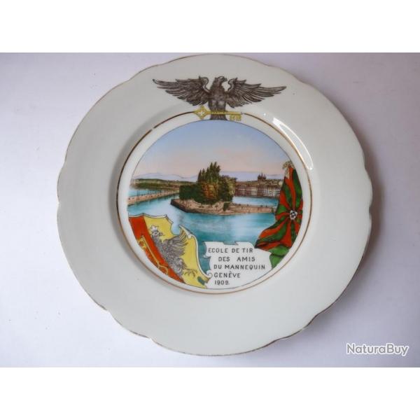 Assiette cole de tir des amis du mannequin Genve 1909 militaria