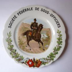 Assiette Société Fédérale de Sous - Officiers Suisse militaria