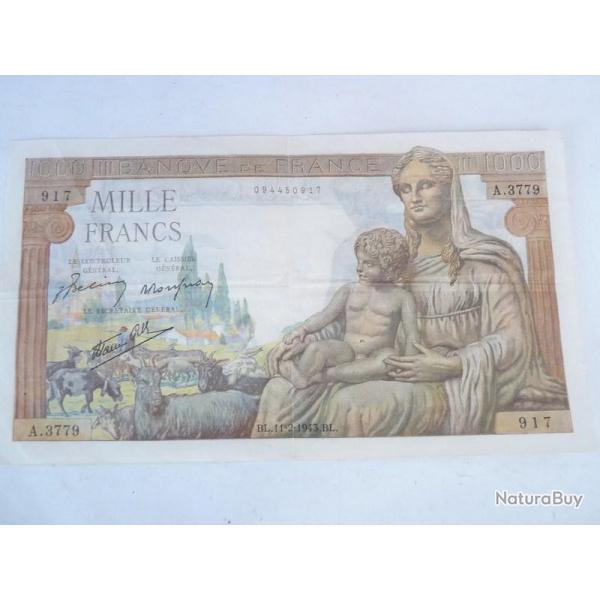 Billet de 1000 F DEMETER Franais 11-2-1943 A.3779