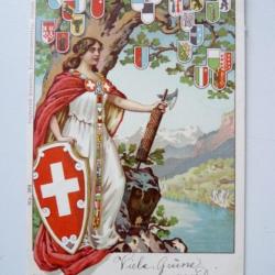 CPA illustrée Militaria Guerre Paix Cantons Suisses N°364 1901