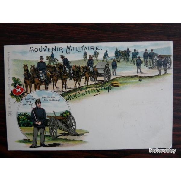 CPA Suisse Militaria Souvenir Militaire Soldatengruss 1901 Carte Postale