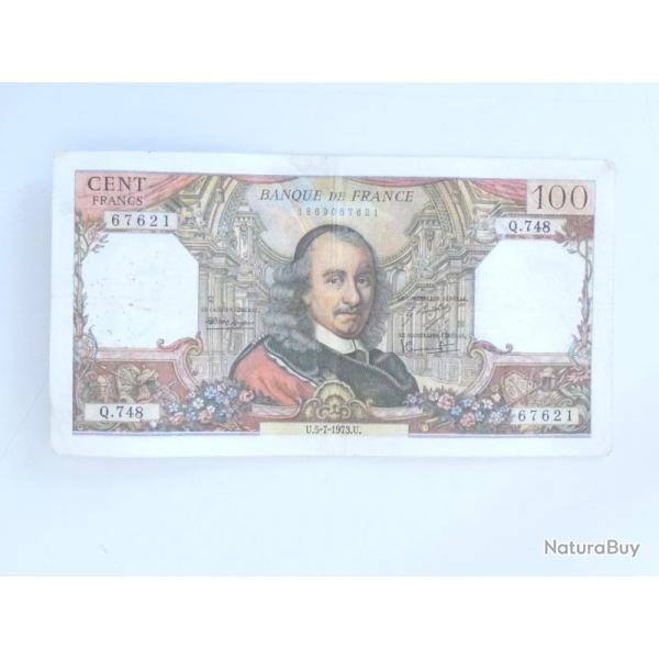 Billet 100 Francs CORNEILLE U.5-7-1973.U.  Q.748  67621