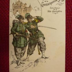 CPA Militaria Suisse Fête Champêtre Officiers Confédération Suisse 1901