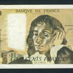 Billet 500 Francs PASCAL 3-2-1977.B. S.68 03815