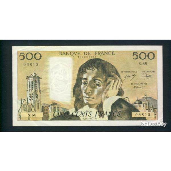 Billet 500 Francs PASCAL 3-2-1977.B. S.68  03815