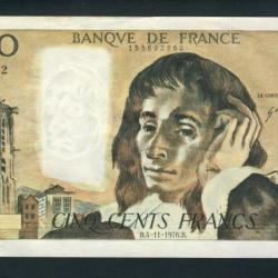 Billet 500 Francs PASCAL 3-2-1977.F. Q72 43189