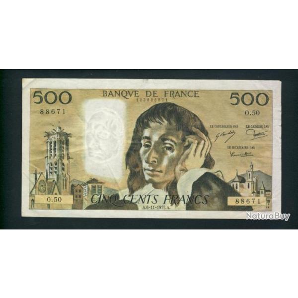 Billet 500 Francs PASCAL  6-11-1975.A. 0.50 88671