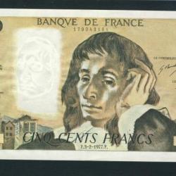 Billet 500 Francs PASCAL 3-2-1977.F.Q72 43184
