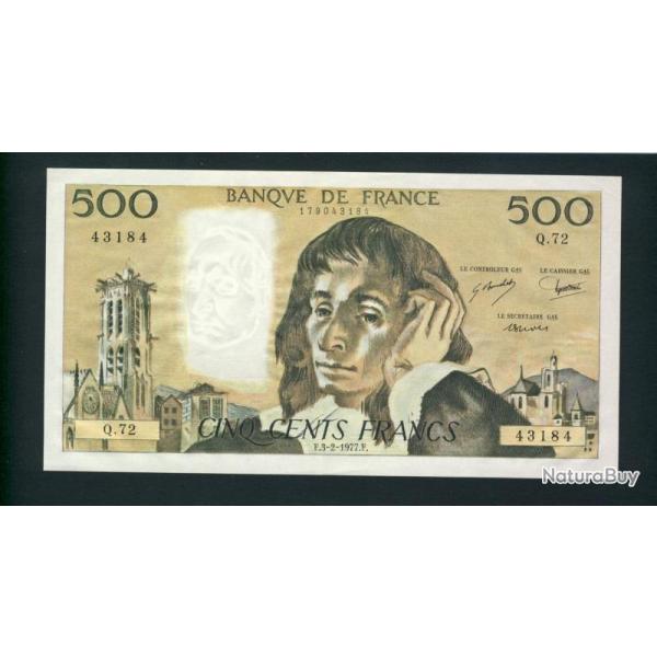 Billet 500 Francs PASCAL 3-2-1977.F. Q72 43184