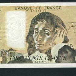 Billet 500 Francs PASCAL 3-2-1977.F.Q72 43185