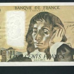 Billet 500 Francs PASCAL 3-2-1977.F. Q72 43185