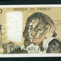 Billet 500 Francs PASCAL 3-2-1977.F. Q72 43187