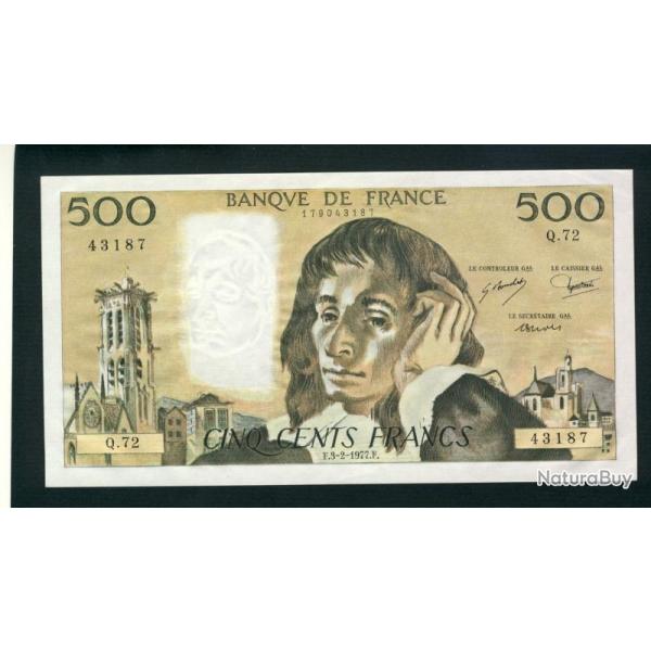 Billet 500 Francs PASCAL 3-2-1977.F.Q72 43187