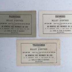 Billets entrée Feu d'artifice 1858 Tunnel de Mauremont Eclépens Suisse