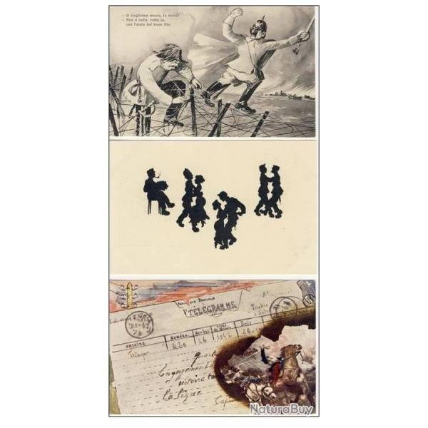 3 CPA illustre Italie Artillerie Ombre Guerre 1914-18