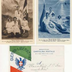 3 CPA illustrée (Italien) Guerre 1914-18 Italia Soldat Femme Sovrani