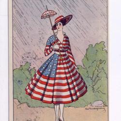 CPA illustrée Amérique Parapluie neutralité Guerre 1914-18