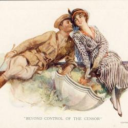 CPA Couples Militaria Femme Illustration Beyond control of the censor
