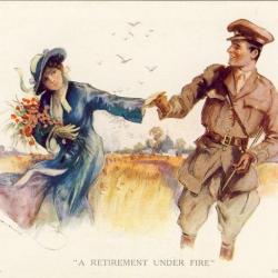 CPA Militaria illustrateur Reinthal & Newman A Retirement under fire