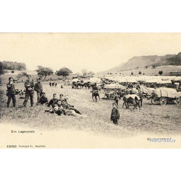 CPA Militaria Soldats Rgiment Suisse Un campement Ein Lagerplatz anim
