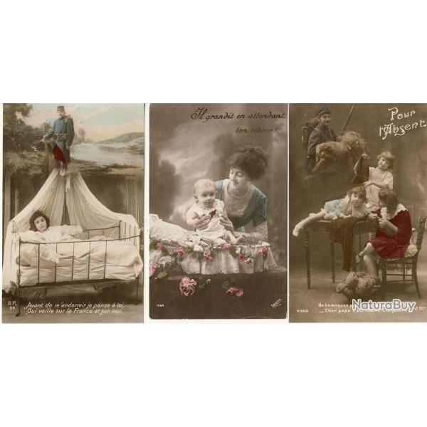 3 CPA militaria Patriotique Pens au soldat