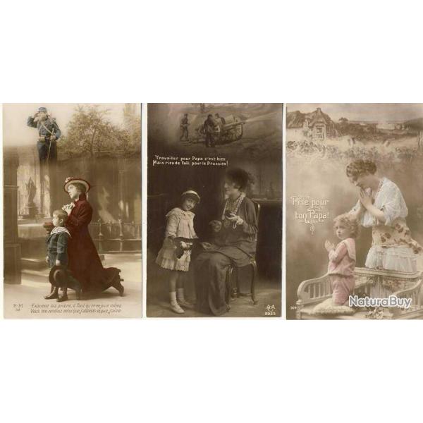 3 CPA militaria Patriotique Soldat Prire