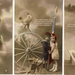 3 CPA militaria Patriotique Absence Soldat Pensée Enfant Paix