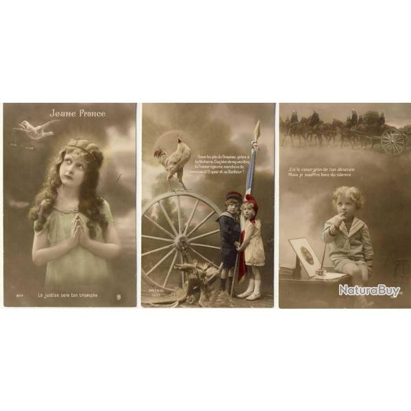 3 CPA militaria Patriotique Absence Soldat Pense Enfant Paix