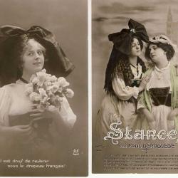 Lot de 4 CPA Militaria Guerre 14-18 Patriotique Alsacienne