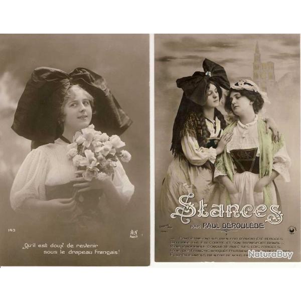 Lot de 4 CPA Militaria Guerre 14-18 Patriotique Alsacienne