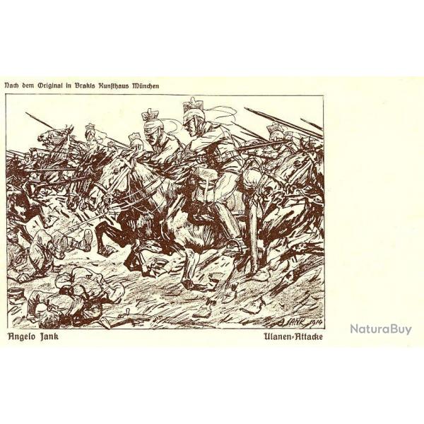 CPA illustre Ungelo JANK Guerre Soldat Arm Cavalier Allemand Wanen Attacke