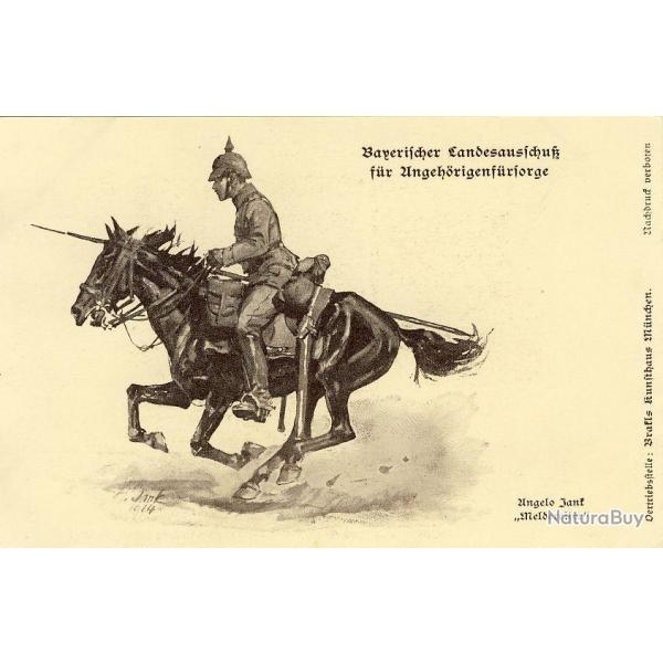 CPA illustre Ungelo JANK Guerre Soldat Arm Cavalier Allemand Meldereiter