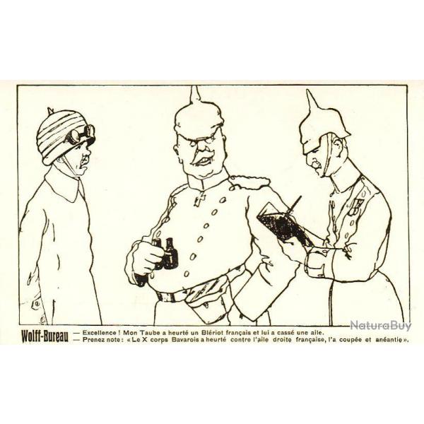 CPA Illustre Militaria Wolff Bureau Satire propagande politique