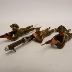 Soldat couché DURSO Fusil Mitrailleuse Militaire Jouet Militaria (x3)