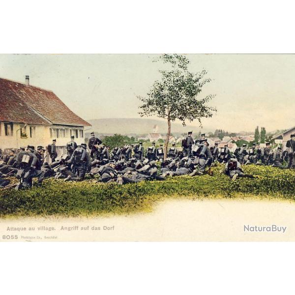 CPA Militaria Arme Suisse Attaque au village Angriff auf das Dorf