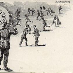 CPA Militaria Guerre Retraite Zapfenstreich Soldat horloge suisse