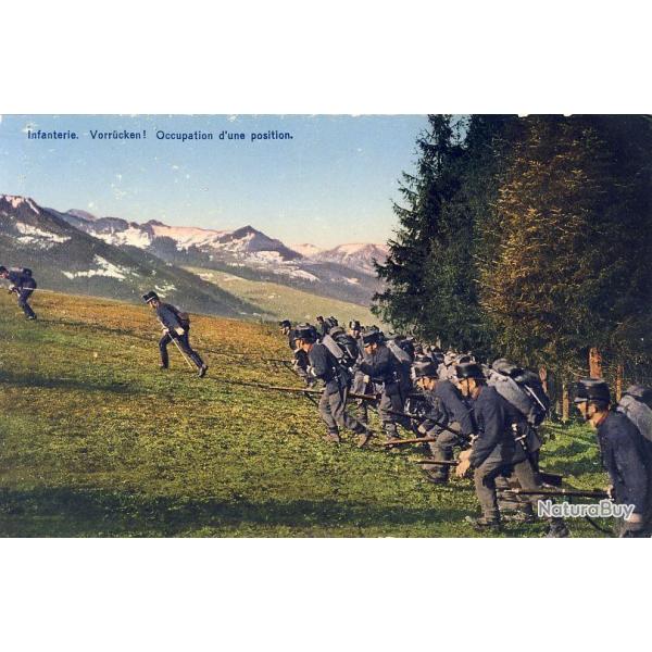 CPA militaria Arme Suisse Infanterie Vorrcken Occupation d'une position