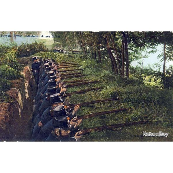 CPA militaria Arme Suisse Infanterie Grenzbesetzung 1914