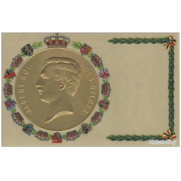 Lot de 2 CPA Illustrateur Albert 1er de Belgique Guerre 1914-18