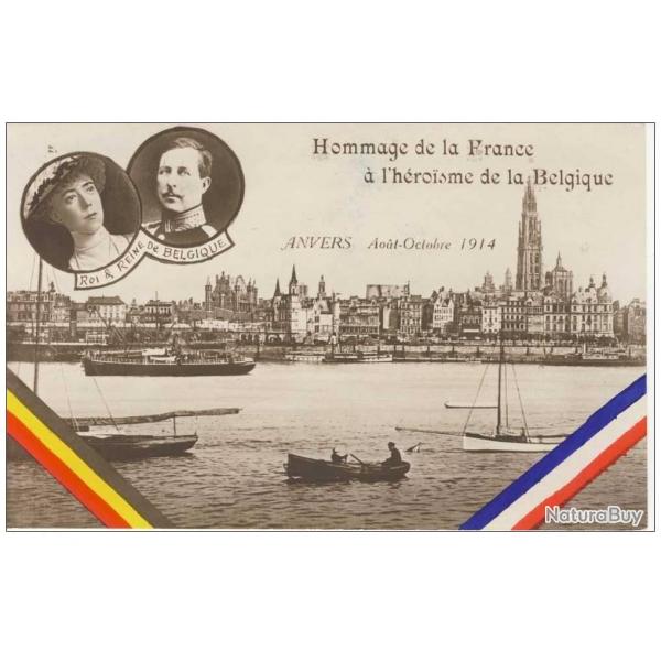 Lot de 4 CPA Famille royale Belgique Albert 1er roi des belges Guerre