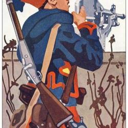 CPA illustrée Émile HUBERT Suisse Guerre 1914-18 N°1 Mitrailleur