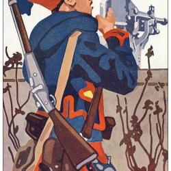 CPA illustrée Émile HUBERT Suisse Guerre 1914-18 N°1 Mitrailleur