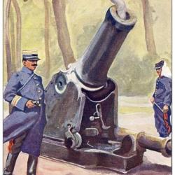 CPA illustrée Émile HUBERT Suisse Guerre 1914-18 N°4 Soldats au canon Artillerie