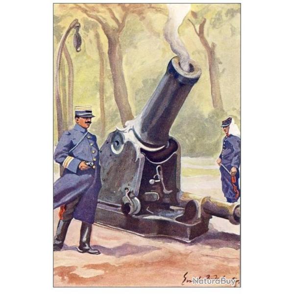 CPA illustre mile HUBERT Suisse Guerre 1914-18 N4 Soldats au canon Artillerie