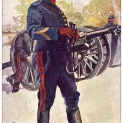 CPA illustrée Émile HUBERT Suisse Guerre 1914-18 N°11 Artillerie canon soldats