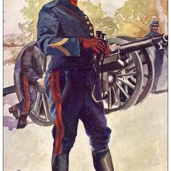 CPA illustrée Émile HUBERT Suisse Guerre N°11 Artillerie canon soldats